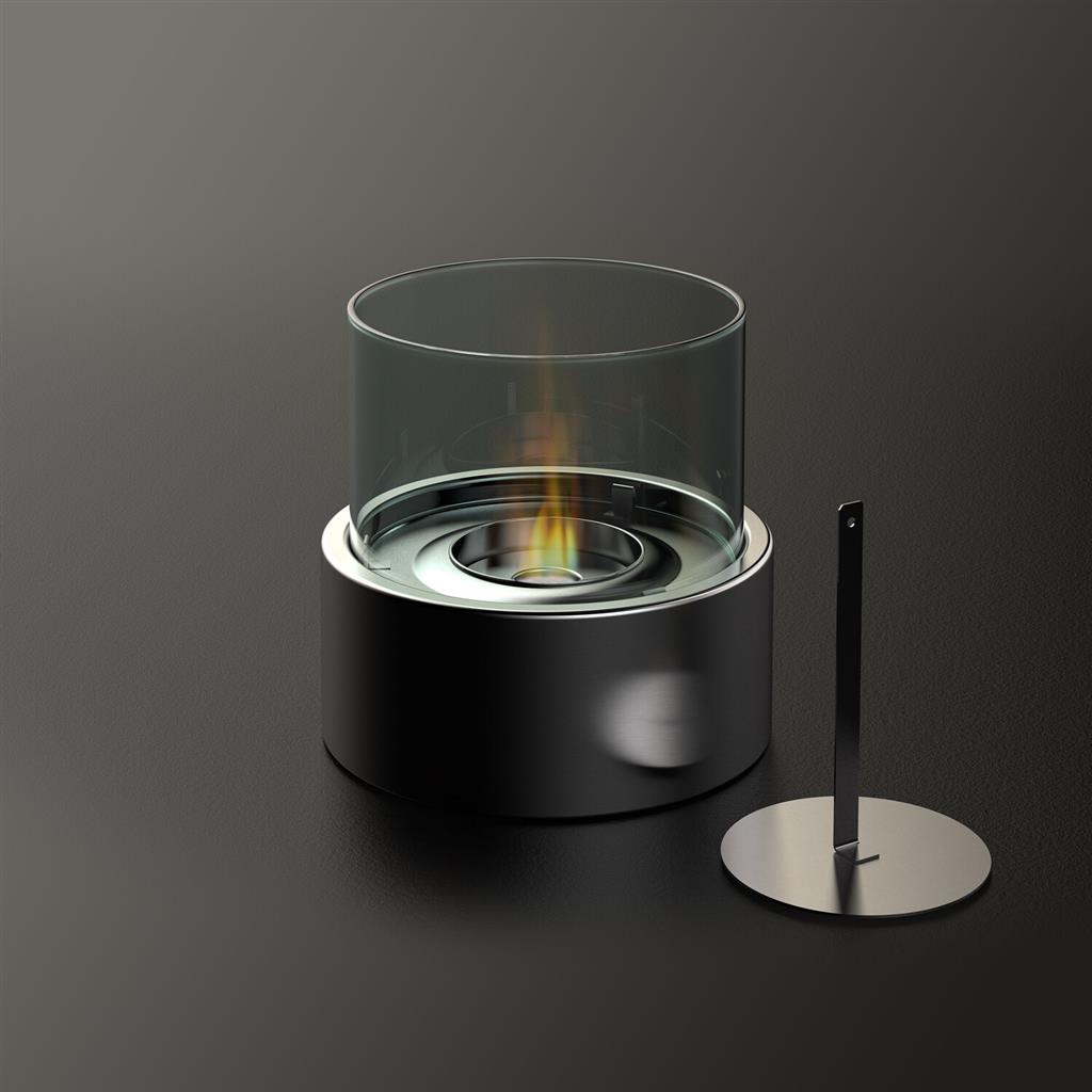 Froadp Cheminée de Table au Bioéthanol Portable Ethanol Cheminées à l' éthanol avec Verre, Base Acier & Pierres Blanches Ø16x27cm Rond Foyer à  Alcool Bio Ethanol Feu Déco Intérieur & Extérieur : 